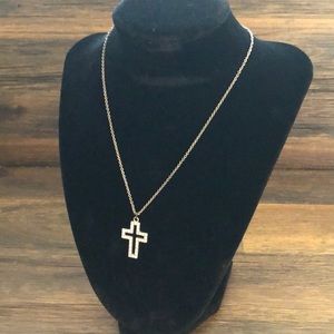 Silver Cross with Crystal necklace